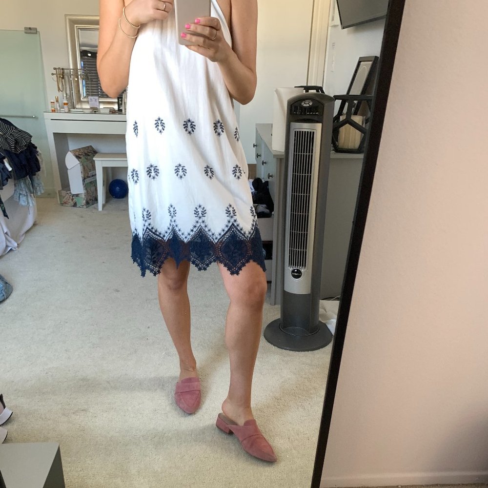 William B Blue Embroidery Dress